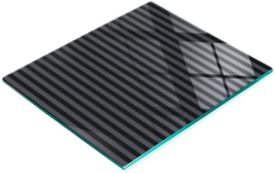 Decoratieve glazen snijplank met grafische grijze strepen, 60x52 cm