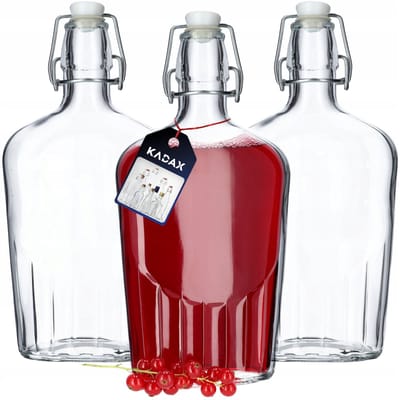 KADAX Fles Wijnflessen 500ml 0,5L Wijn Moonshine Tincturen Wodka Met Clip 3st