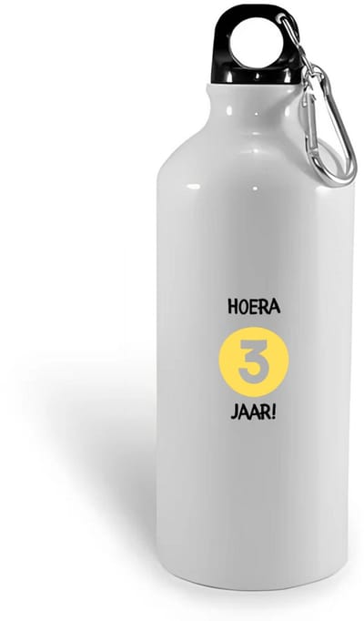 Hacebo® - Hoera 3 jaar waterfles - Verjaardag - Jarigen - Verjaardagscadeau - peuter - Happy birthday - water fles - 400ML