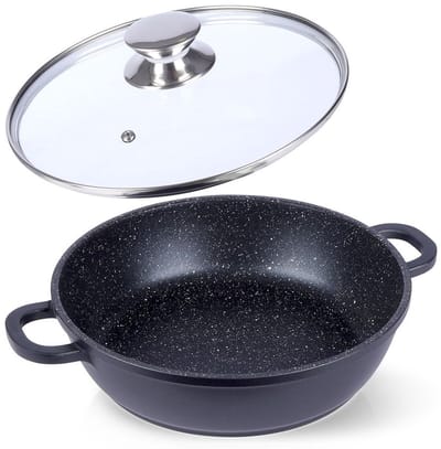 Poêle à frire Orion GRANDE 24 cm en fonte d'aluminium avec couvercle et revêtement antiadhésif granit (2.5L)