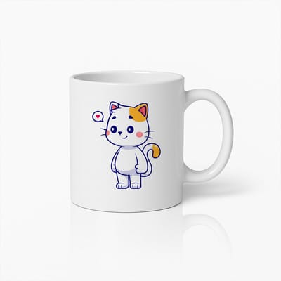 Schattige Lapjeskat Cartoon Mok – Liefhebbers van Dieren Koffiebeker