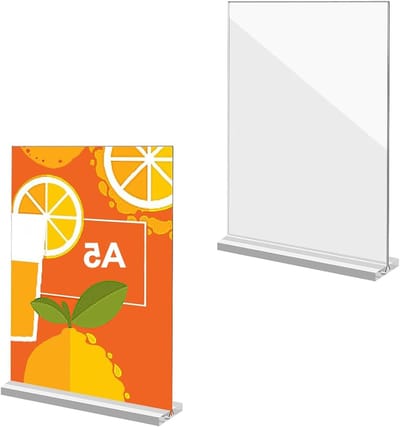 Acryl Signaalhouder voor Tafel, 2 Stuks Dubbelzijdige Transparante Displaystandaard voor Foto's, Ideaal voor Thuis, Kantoor en Winkels