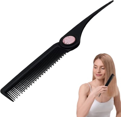 Haarscheidingskam - Opvouwbare kam - Haar stylen - Draagbaar en compact - 13 cm opgevouwen - Zwart