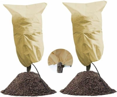Plantenhoes - 2 stuks - Winterhoes - Duurzaam - Ritssluiting - UV-doorlatend - 80 x 100 cm - Plantenhoes tegen - gewasbeschermingshoes - herbruikbaar - Beige - Plantenbeschermhoes