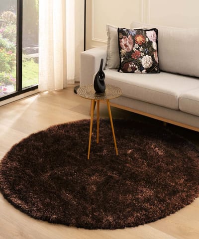 Velvet vloerkleed rond - Posh donkerbruin 120