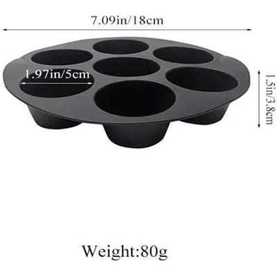 7 Inch 7 Kopjes Airfryer Siliconen Muffin Pan Cupcake Vorm voor 3.5 tot 5.8 L Airfryer Accessoires Anti-aanbak Mini Cakevorm black