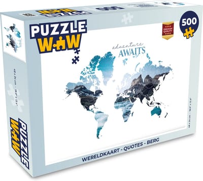 Puzzel Wereldkaart - Quotes - Berg - Legpuzzel - Puzzel 500 stukjes