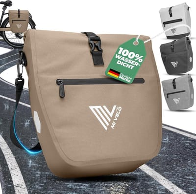 2-in-1 Fietstas voor Bagagedrager - Waterdichte Fietstas met Gevoerd Laptopvak en Schouderriem, 20 Liter