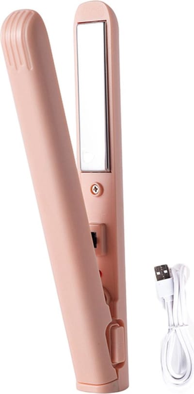 Draagbare USB-stijltang, warmt snel op, elektrische krultang, geschikt voor het stylen van steil haar, krullen en pony, mini-krultang, ideaal voor dames om mee te nemen op reis.