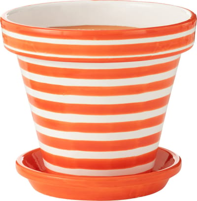J-Line bloempot Granada Stripes Handmade + Painted - keramiek - oranje - large - Ø 35 cm