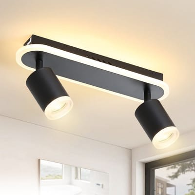 NETTLIFE Opbouwspot LED - 2-Lichts - GU10 Fitting - rechthoekig - zwart - Moderne Plafondlamp - 3000K Warm Wit Licht - 11W Plafondspot - voor Hal | Slaafkamer | Kantoor | Woonkamer - Zonder Lichtborn