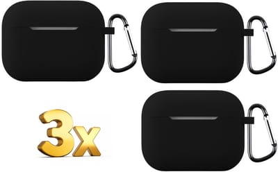 Telestore - hoesje geschikt voor AirPods Pro 3 soft case cover - 3 stuks zwart 3x - TPU hoesje Beschermhoes - AirPods Pro 3 Cover - AirPods Pro 3 hoesje - Geschikt voor Apple AirPods Pro 3 - gel hoesje met sleutelhanger