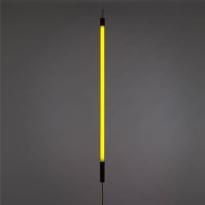 SELETTI LED lamp Linea, geel, hout details, universeel