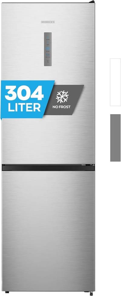 Heinrich´s HKS 3095 Koel- en vriescombinatie 304 liter - No Frost - XXL - koelvolume 207 l, vriesvak 97 l - stil 39 dB - energieklasse E - inox