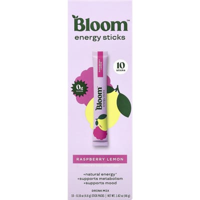Bloom, Energiesticks, Framboos Citroen, 10 Stickverpakkingen, 4,6g (0,16 oz) Elk