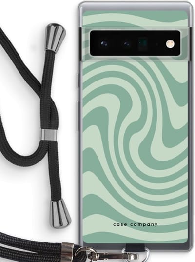 Case Company® - Hoesje met koord geschikt voor Google Pixel 6 Pro hoesje met Koord - Swirl Groen - Telefoonhoesje met Zwart Koord - Bescherming aan alle Kanten en Over de Schermrand