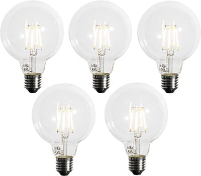 LUEDD Set van 5 E27 dimbare LED lamp G95 5W 450 lm 3000K