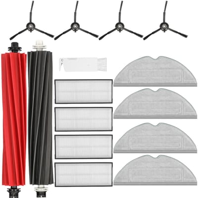 Dailygoods- Accessoires voor Roborock S8/S8+ - 15 Stuks - 2 Hoofdborstels - 4 Doekjes - 4 Filters - 4 Zijborstels - Wasbare Accessoireset - Robotstofzuiger