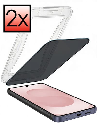 Screenprotector - 2 Stuks - Geschikt voor Samsung Galaxy S25 - Met Installatie Kit - Anti Spy - Beschermglas - Flexibel Glas - Tempered Glass - Screen Protector - Inclusief Montage Frame - Buigbaar Hybrid Bescherm Cover