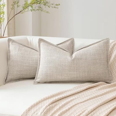 Donkerbeige decoratieve kussenhoezen 30 x 50 cm - Zacht linnen voor bank, slaapkamer en woonkamer