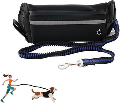 Handsfree Dog Lead 110-163 cm, Waist Dog Lead with Reflective Stitches, for Medium and Large Dogs, for Walking or - ShopVlot