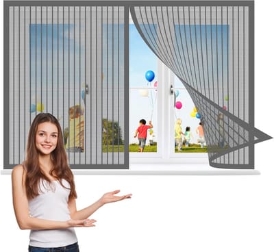 Magnetisch Hor Voor Deur of Raam 95x195cm - Insectenhor Gaasgordijn Grijs