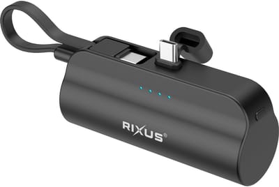 Rixus RXPB98B Mini Click-On Powerbank USB-C 5000mAh Black