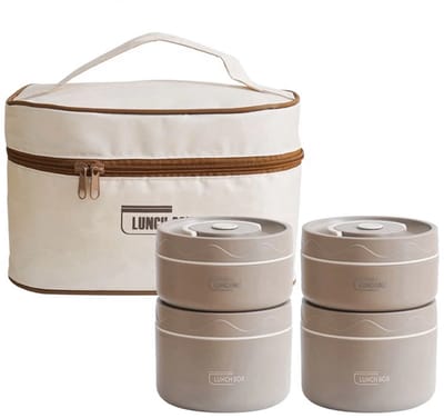 Hauskraft Thermische Lunchbox Set – 5-delig - RVS – Lekvrij & Isolerend – Bruin