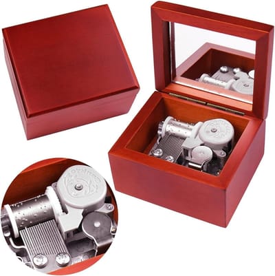 Muziekdoos Houten - Vintage Melodie - Cadeau Geven - Sankyo Beweging - 7.6 x 6.6 cm - Rood