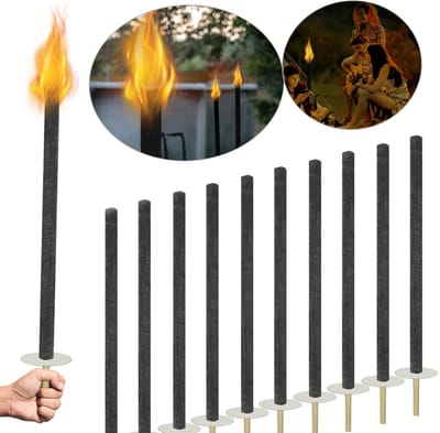 10 Pack Torches, Candle Torches, 100 Minutes Burning Time, Can Be Used in Garden, Outdoor, Hiking