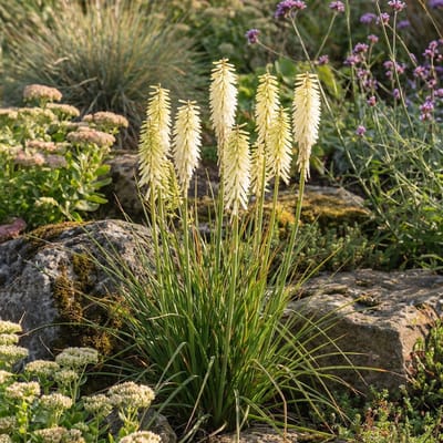Bloomique - Set van 3 - Kniphofia Little Maid - Vuurpijl - Rijkbloeiend - Winterhard - Vaste plant - 10-20 cm hoog - Pot 9 cm