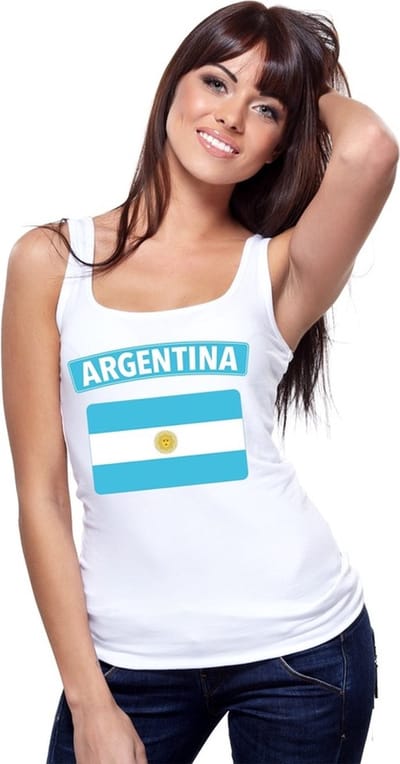 Argentinie singlet shirt/ tanktop met Argentijnse vlag wit dames S