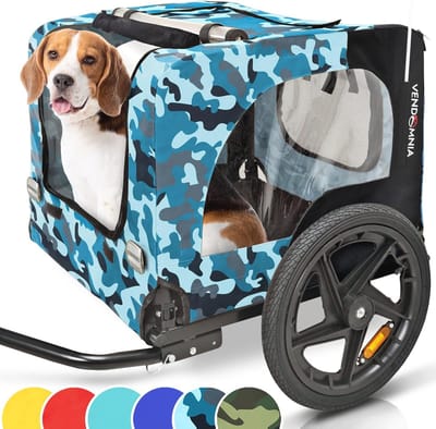 Fietskar voor honden - Inklapbare hondenaanhanger met vlag en riem - Verkrijgbaar in diverse kleuren