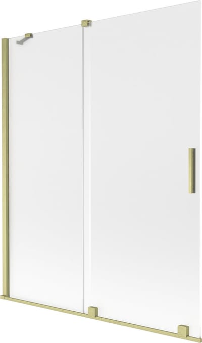 Mexen Velar badwand scherm 2-delig schuifbaar 140 x 150 cm, ijs, goud geborsteld - 896-140-000-31-55