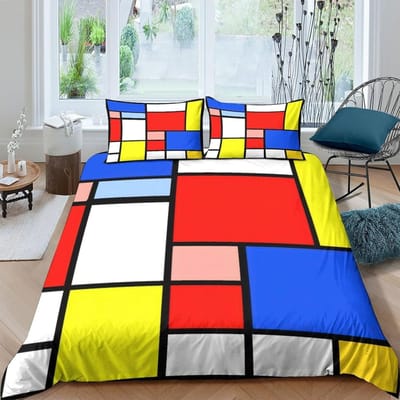 Geometrische Kunst Dekbedovertrek Cartoon Beddengoed Set Eenpersoons Maat Dekbedhoes Microvezel Dekbedhoes Met Rits En Kussensloop 2 Stuks 100x135cm 2pcs