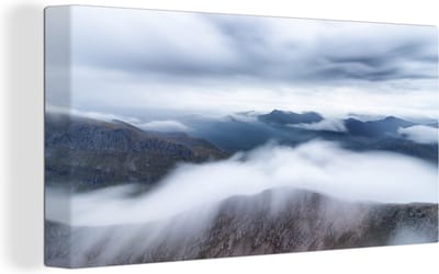 Canvas Schilderij Uitzicht vanaf de Ben Nevis mooie wolken in Schotland - 40x20 cm - Wanddecoratie