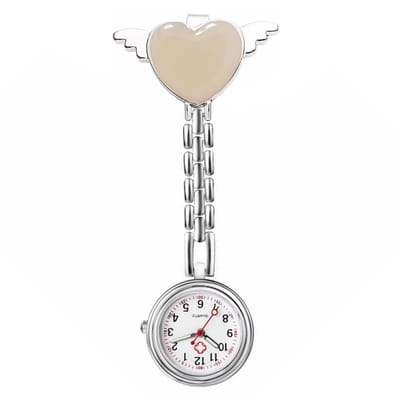 Fako® - Verpleegstershorloge - Zusterhorloge - Verpleegster Horloge - Hart Met Vleugels - Engelhart - Wit