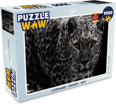 Puzzel Luipaard - Zwart - Wit - Legpuzzel - Puzzel 1000 stukjes volwassenen