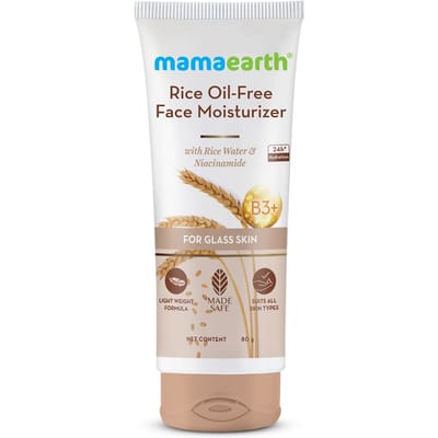 Mamaearth Rijstwater & Niacinamide Gezichtscrème Voor Vette Huid – Olievrije 24H Hydratatie – Verheldert Huidtoon – 80g Glass Skin Crème white