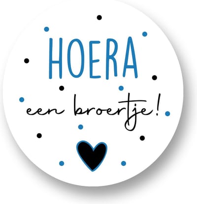 20x Sluitsticker Hoera een Broertje - Stippen - Blauw - 40 mm - Geboorte Sticker - Sluitzegel - Sticker Geboortekaart Jongen - Baby nieuws - Trakteren Broer Zus Basisschool Kinderdagverblijf - Glossy - Sluitzegel - Wensetiket