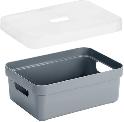 Sunware Opbergboxen met transparante deksel - 3x stuks - kastmanden - blauw/groen - 9 liter - kunststof - 35 x 25 x 12 cm - Opbergers