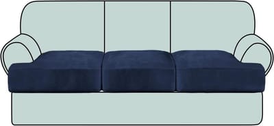 Fluwelen Kussenhoes - Bankhoezen - Meubels Vernieuwen - Zachte Pluche Stof - 3 Delig - Marineblauw