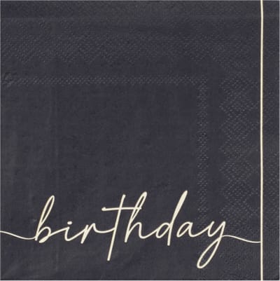 Ginger Ray - Servetten - champagne noir Happy Birthday