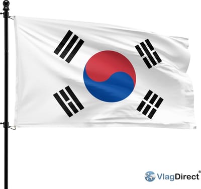 VlagDirect - Zuid-Koreaanse vlag - Zuid-Korea vlag - 90 x 150 cm.