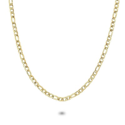 Twice As Nice Halsketting in goudkleurig edelstaal, figaro ketting 3 mm 70cm+5cm