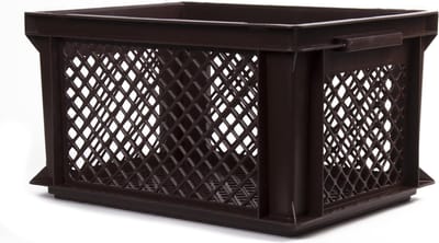 Lastpak Stevige kunststof fietskrat - geperforeerde bodem - bruin - 40x30x22 cm