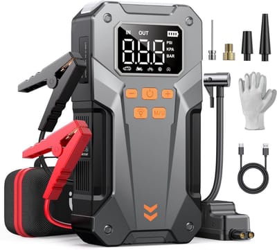 DailySupplies® Jumpstarter met Compressor - Startkabels - Starthulp voor Auto - Accubooster - Zwart