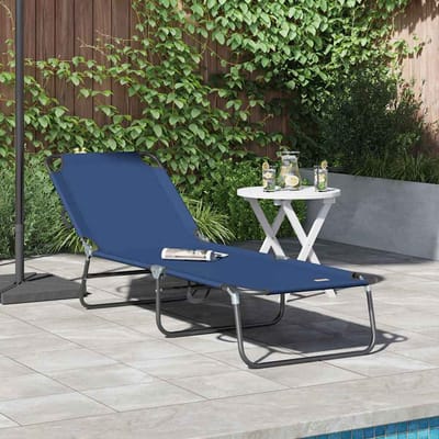 vidaXL - Opvouwbare - zonnebed - Blauw - 188 - x - 57 - x - 86,5 - cm - Polyester