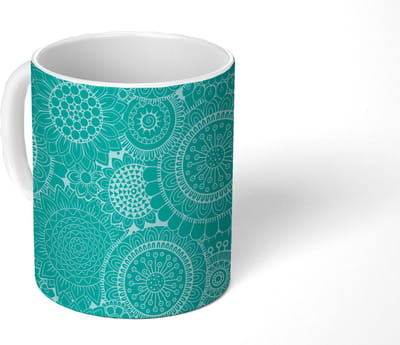 Mok - Koffiemok - Patroon - Zonnebloemen - Mandala - Mokken - 350 ML - Beker - Koffiemokken - Theemok