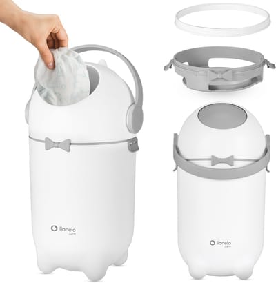 Lionelo Purebin – Luieremmer 10L – Geurwerend & Hermetisch – Universele Zakken (geen navullingen) – Eénhandbediening – Hygiënische Afvalemmer voor Gebruikte Luiers